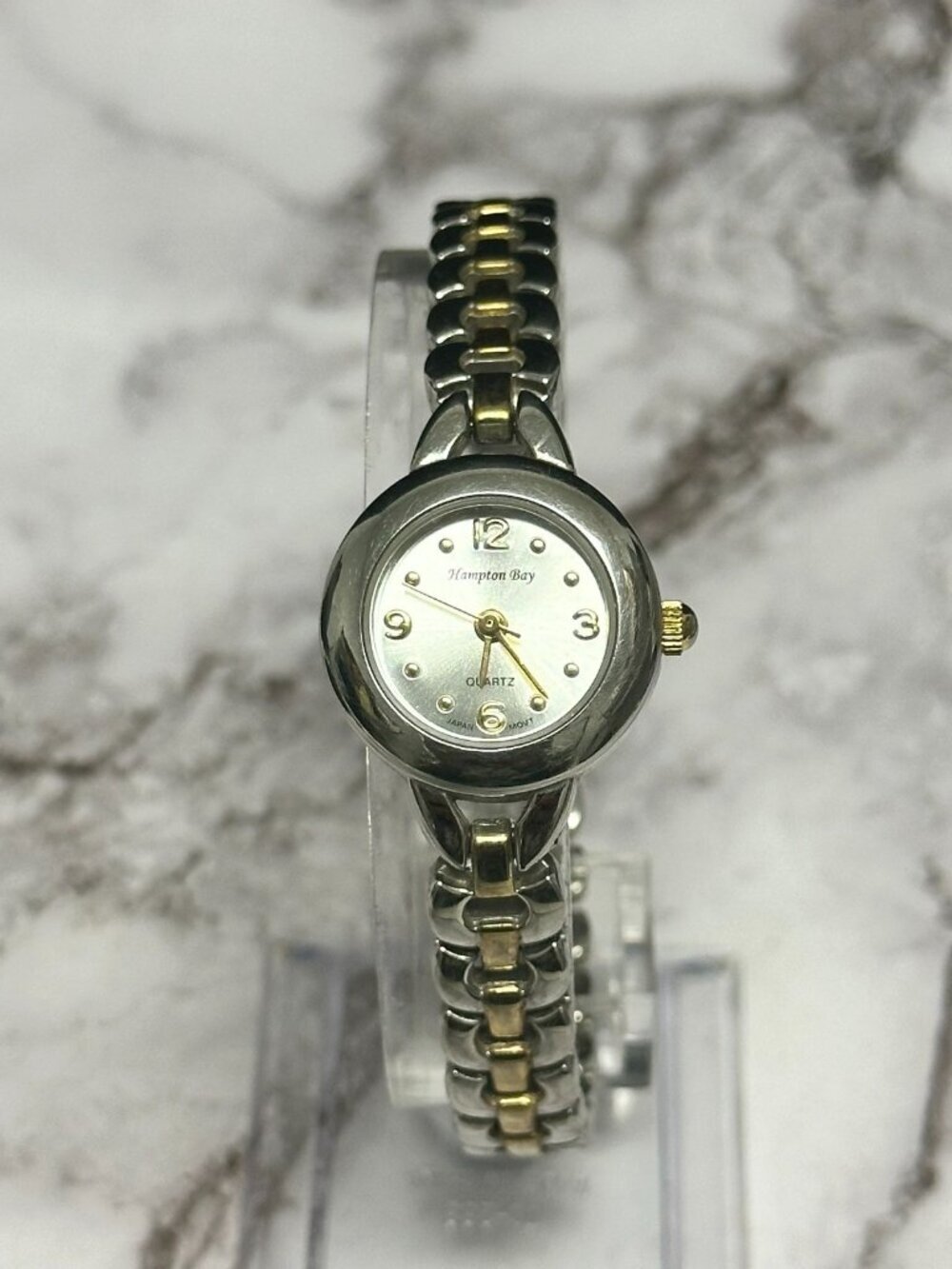 3/$30 Hampton Bay Watch Women Gold Silver Two Tone 21MM New Battery 7.25 Inch